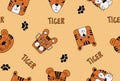 Vector Pattern cartoon tigers. The symbol of the Chinese New Year.